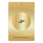 Imitate Gold Moderne elegante Mit Monogramm Vorlag Mini Klemmbrett (Rückseite)