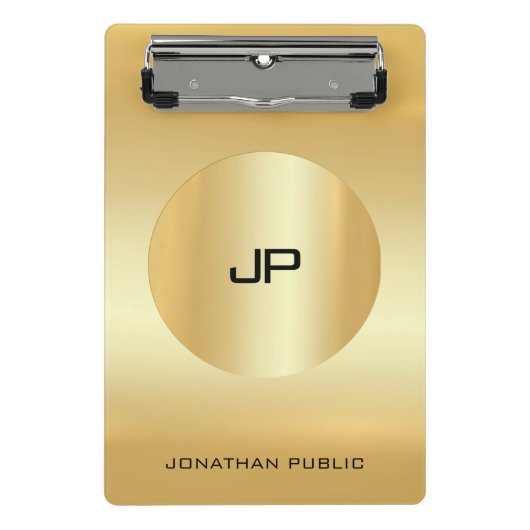 Imitate Gold Moderne elegante Mit Monogramm Vorlag Mini Klemmbrett (Vorderseite)