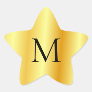 Imitate Gold Moderne, elegante Monogramm-Vorlage Stern-Aufkleber