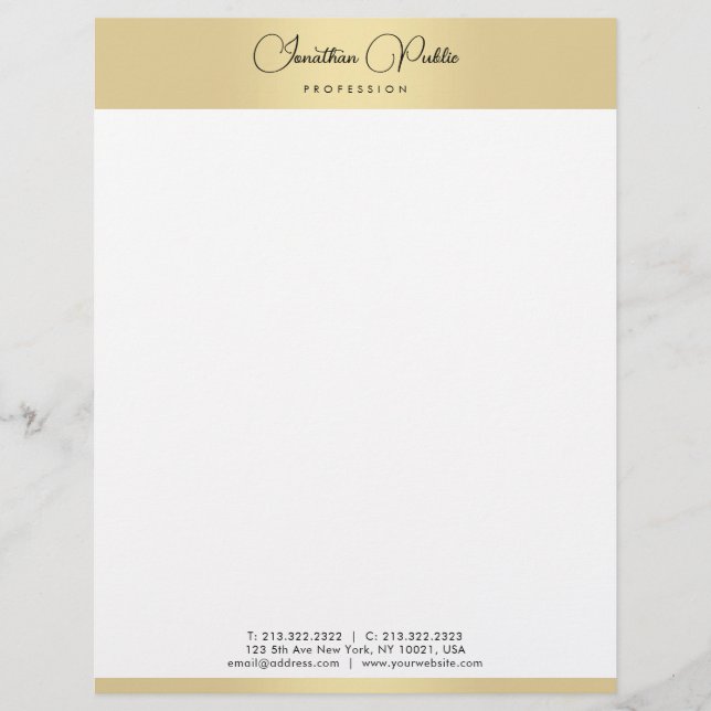 Imitate Gold Moderne elegante Template Typografie Briefbogen (Vorderseite)