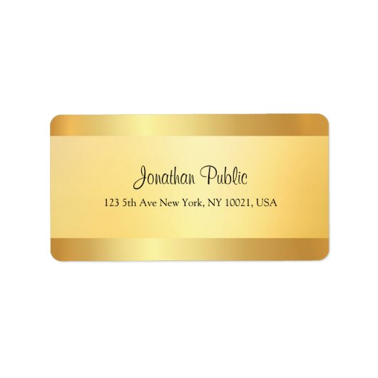 Imitate Gold Moderne handgeschriebene Skriptvorlag Adressaufkleber (Vorne)