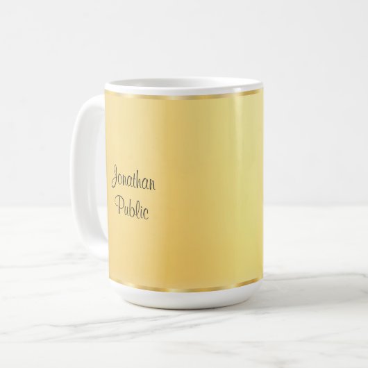 Imitate Gold Moderne handgeschriebene Skriptvorlag Kaffeetasse (Vorderseite Links)