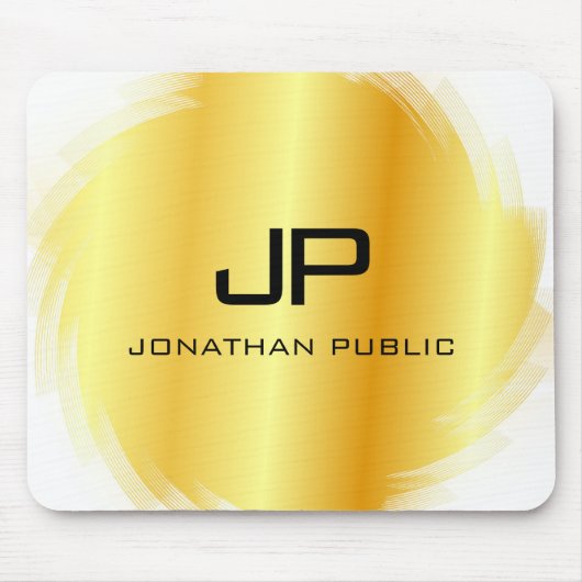 Imitate Gold Moderne Mit Monogramm Elegante Vorlag Mousepad (Vorne)