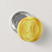 Imitate Gold Moderne Mit Monogramm Vorlage Elegant Button (Vorne & Hinten)