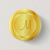 Imitate Gold Moderne Mit Monogramm Vorlage Elegant Button (Vorderseite)