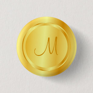Imitate Gold Moderne Mit Monogramm Vorlage Elegant Button