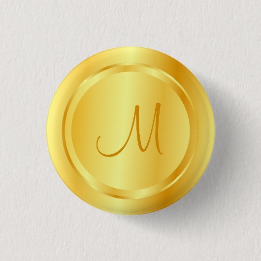 Imitate Gold Moderne Mit Monogramm Vorlage Elegant Button (Vorderseite)