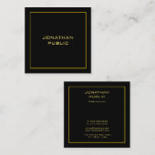 Imitate Gold Moderne Personalisierte Schwarze Vorl Quadratische Visitenkarte (Vorne/Hinten)