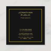 Imitate Gold Moderne Personalisierte Schwarze Vorl Quadratische Visitenkarte (Rückseite)