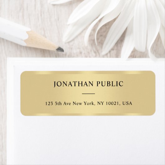 Imitate Gold Moderne Vorlage Elegante Rücksendeadr (Insitu)
