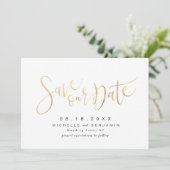 Imitate Gold Modernes, einfaches Skript Save the D Date (Stehend Vorderseite)