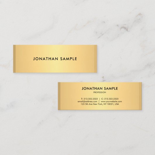 Imitate Gold Modernes Einfaches Template Elegant T Mini Visitenkarte (Vorne/Hinten)