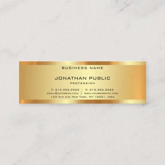 Imitate Gold Monogram Beruflich Elegant Moderne Mini Visitenkarte (Rückseite)