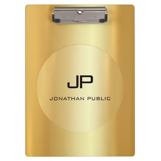 Imitate Gold Monogram Elegant Personalisiert Class Klemmbrett (Vorderseite)