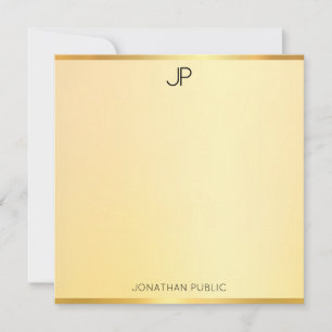 Imitate Gold Monogram Moderne einfache, elegante V Mitteilungskarte