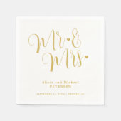 Imitate gold Mr. und Mrs. simple kalligraphische H Serviette (Vorderseite)