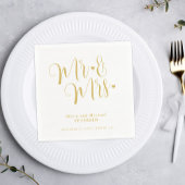 Imitate gold Mr. und Mrs. simple kalligraphische H Serviette