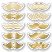 Imitate Gold Mustaches Mustache Set von 10 Sticker (Vorderseite)