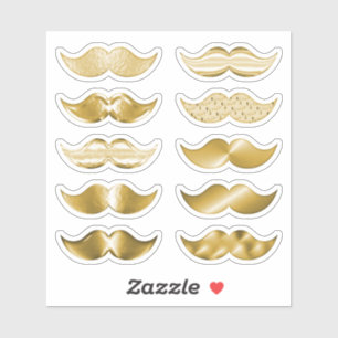 Imitate Gold Mustaches Mustache Set von 10 Sticker