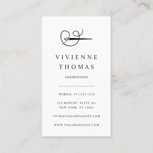 Imitate Gold-Nadel | Seamstress oder Schneider Visitenkarte (Rückseite)