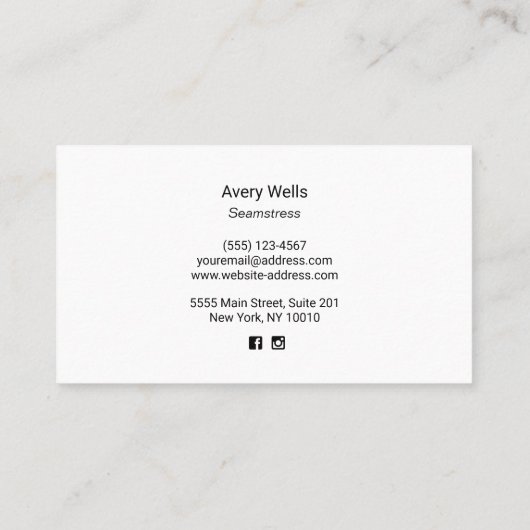 Imitate Gold Nähmaschine Seamress Calling Card Telefonnummerkarte (Rückseite)