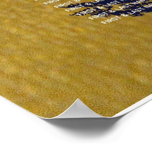 Imitate Gold Navy Blue Monogram Seating Chart Poster (Ecke)