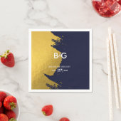 Imitate Gold Navy Blue Monogram Wedding Serviette (Beispiel)