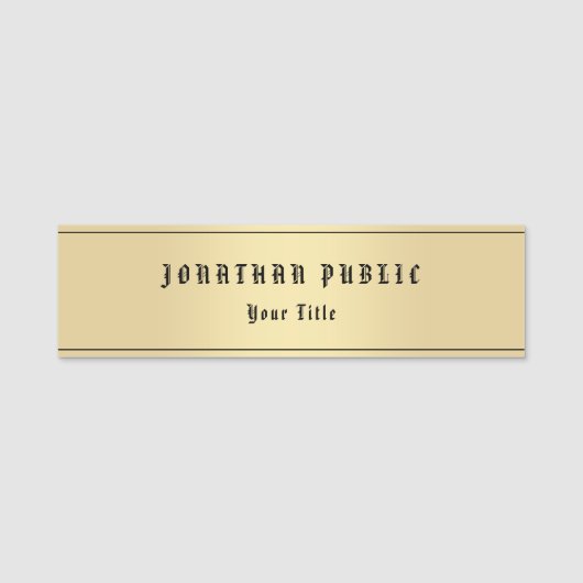 Imitate Gold Nostalgie Look Old Style Text Templat Namensschild (Vorderseite)