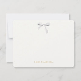 Imitate Gold & Off White Ribbon Knot Wedding Mitteilungskarte