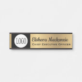 Imitate Gold Office Türsignaturen Schwarzes Logo Türschild (Vorderseite )