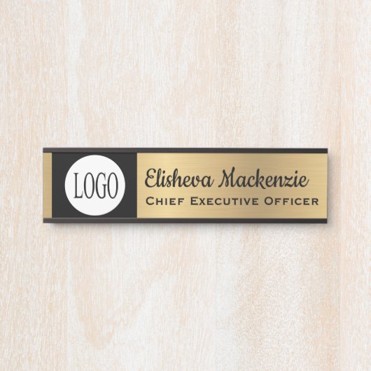 Imitate Gold Office Türsignaturen Schwarzes Logo Türschild (Vorderseite )