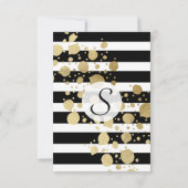 Imitate Gold Paint Spritzer auf Schwarz und Weiß S Einladung (Rückseite)