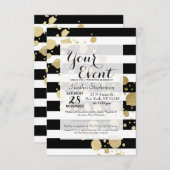 Imitate Gold Paint Spritzer auf Schwarz und Weiß S Einladung (Vorne/Hinten)