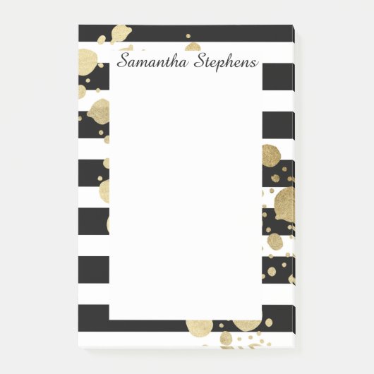 Imitate Gold Paint Spritzer auf Schwarz und Weiß S Post-it Klebezettel (Vorderseite)