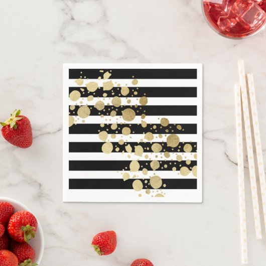 Imitate Gold Paint Spritzer auf Schwarz und Weiß S Serviette (Beispiel)