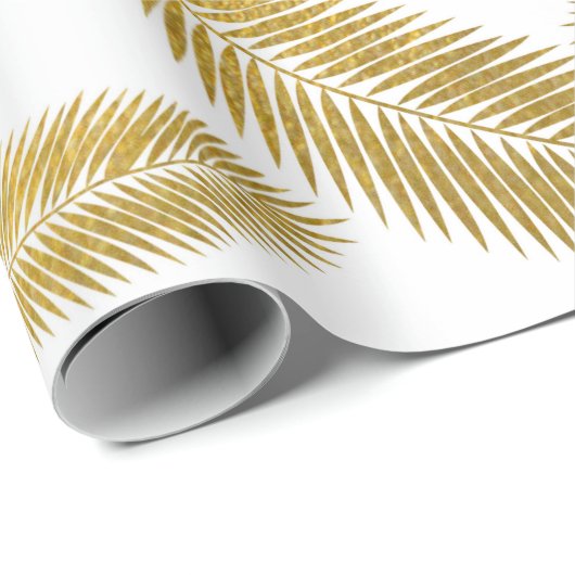 Imitate Gold Palm Blätter Muster Geschenkpapier (Rolleneckpunkt)