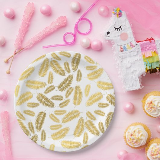 Imitate Gold Palm Blätter Muster Pappteller (Party)