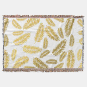Imitate Gold Palm Blätter Muster Sherpa Blanket Decke