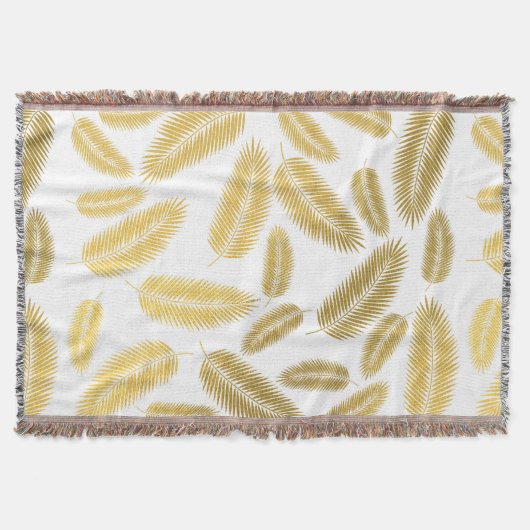 Imitate Gold Palm Blätter Muster Sherpa Blanket Decke (Vorderseite)