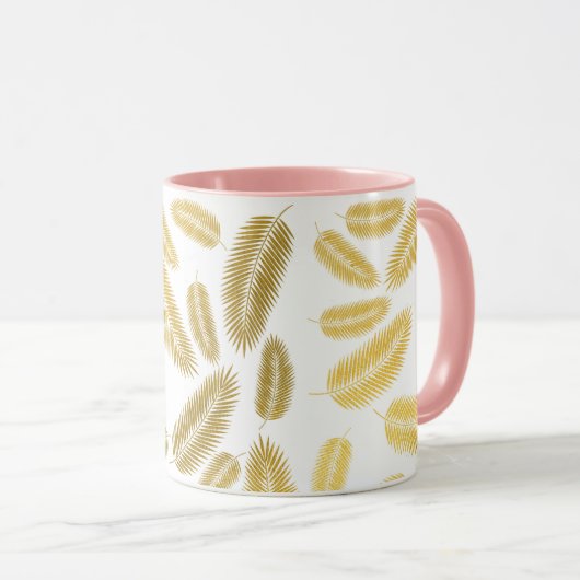 Imitate Gold Palm Blätter Muster Tasse (VorderseiteRechts)