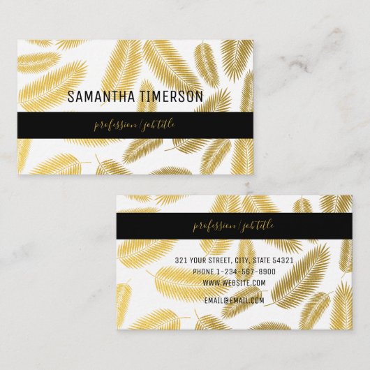 Imitate Gold Palm Blätter Muster Visitenkarte (Vorne/Hinten)