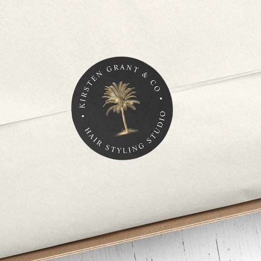Imitate Gold Palm Tree Logo Runder Aufkleber