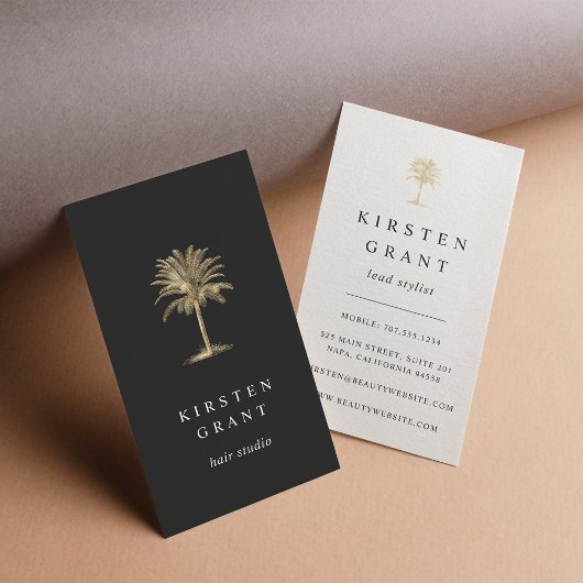 Imitate Gold Palm Tree Logo Visitenkarte