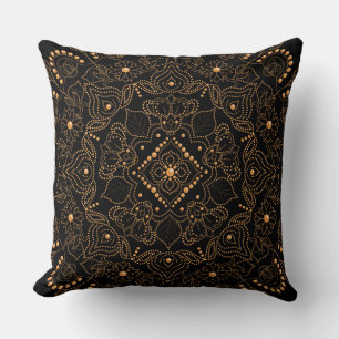 Imitate Gold Pearl Bead Mandala Print  Kissen