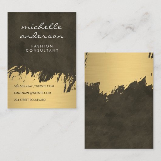 Imitate Gold Pinsel Braun Lush Textur Visitenkarte (Vorne/Hinten)