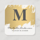 Imitate Gold Pinsel Monogram | Stilvoll Quadratische Visitenkarte (Vorderseite)