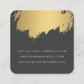 Imitate Gold Pinsel Monogram | Stilvoll Quadratische Visitenkarte (Rückseite)