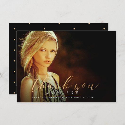 Imitate Gold Pinsel Script Abschluss Danke Karten (Vorne/Hinten)