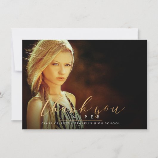 Imitate Gold Pinsel Script Abschluss Danke Karten (Vorderseite)