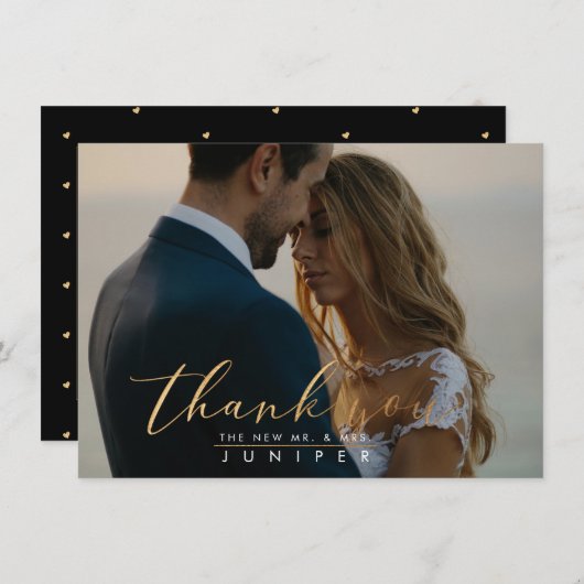 Imitate Gold Pinsel Script Foto Vielen Dank Karten (Vorne/Hinten)